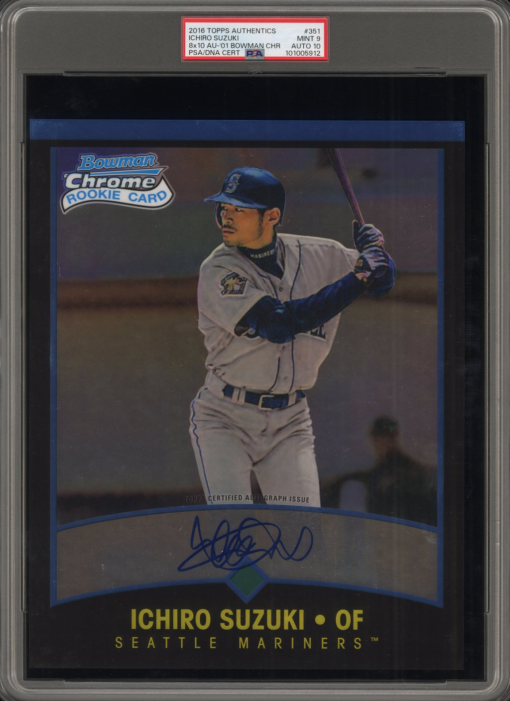 Ichiro Suzuki PSA 9 AUTO 10 2016 Topps Authentics 8x10 2001 Bowman Chrome oversized JAPANESE reprint AUTOGRAPH (pop 1, 0 higher)