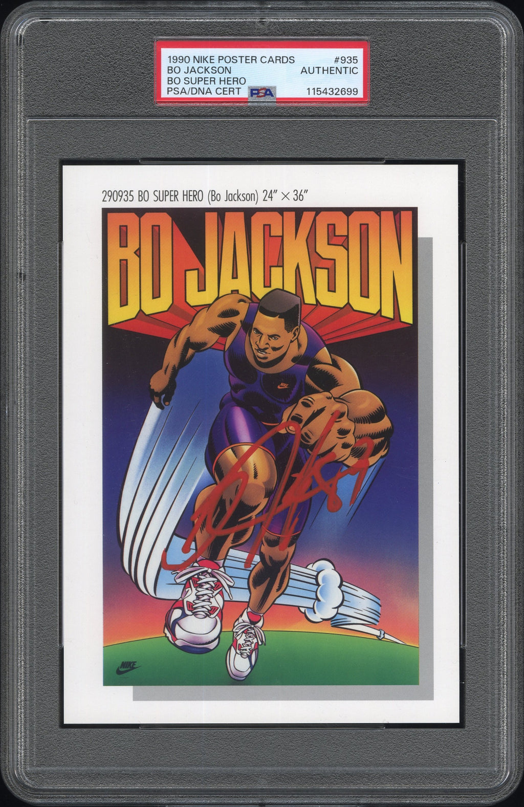 Bo Jackson PSA AUTO Autograph 1990 Nike Poster Cards #935 SUPER BO 5x7 JSA Witness & PSA/DNA