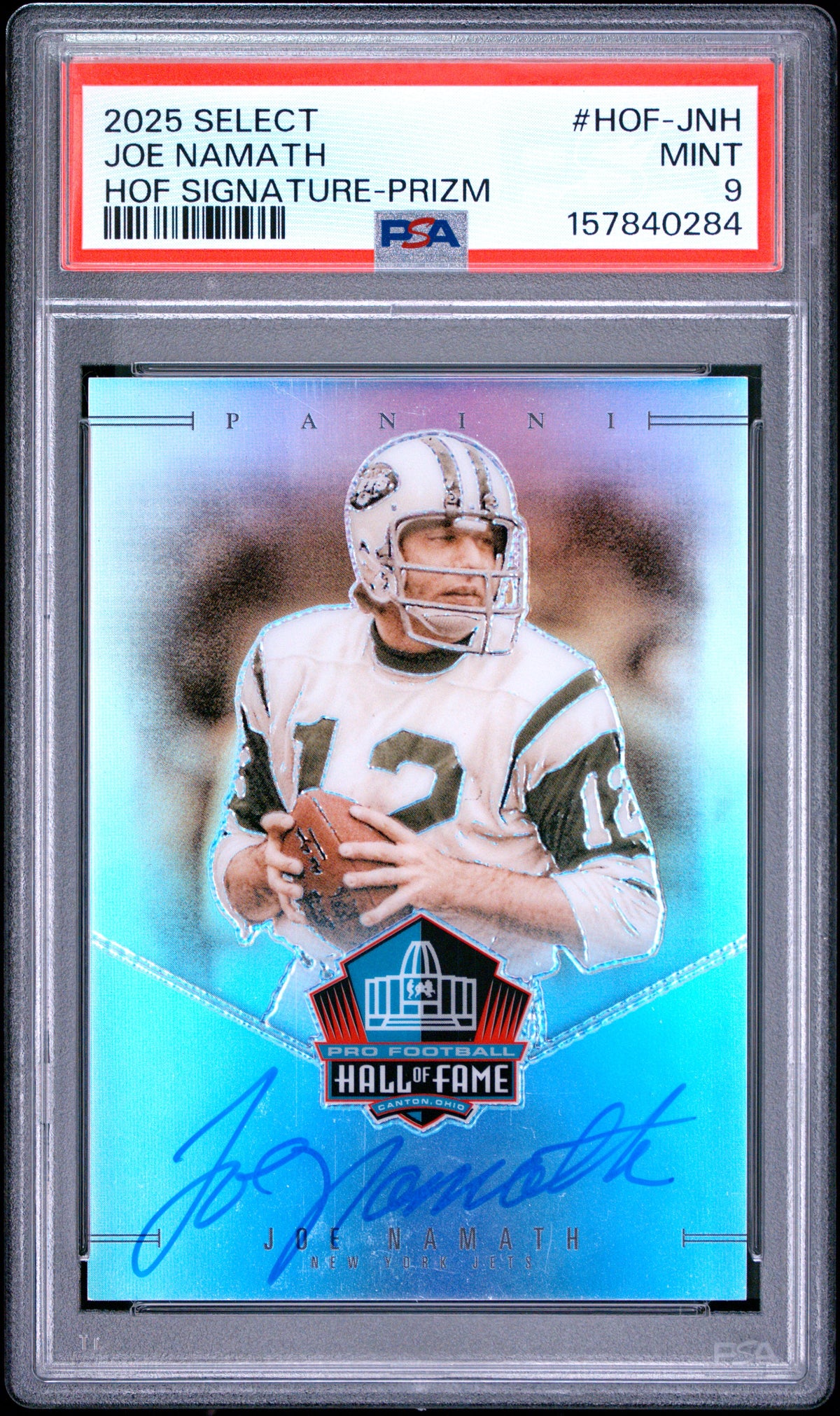 Joe Namath PSA 9 Panini Select 2025 HOF Signature Prizm AUTO Autograph