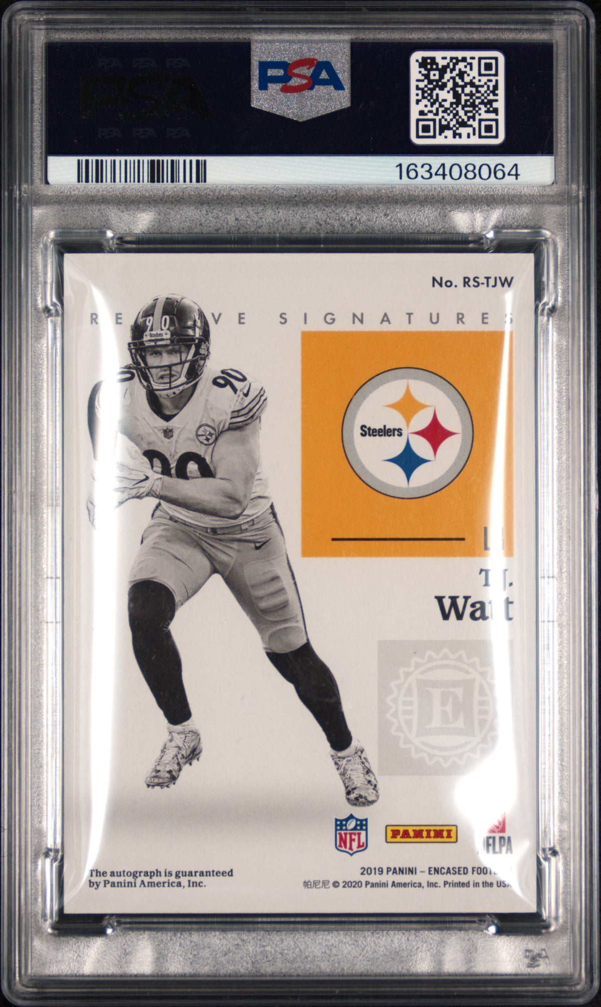 TJ Watt PSA 9 AUTO 10 Panini Encased 2019 Reserve Signature Autograph
