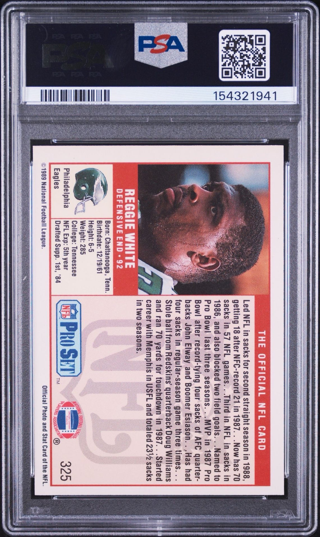 Reggie White PSA 10 AUTO Pro Set 1989 Autograph PSA/DNA