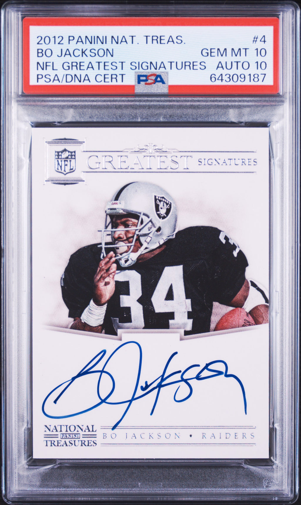Bo Jackson PSA 10 AUTO 10 2012 Panini National Treasures NFL GREATEST SIGNATURES #/25 AUTOGRAPH