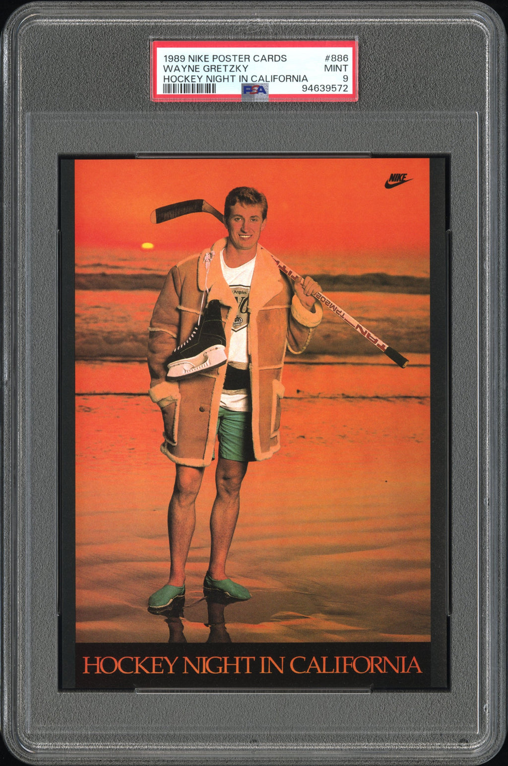 Wayne Gretzky PSA 9 Nike Poster Cards 1989 HOCKEY NIGHT IN CALIFORNIA #886 5x7 (pop 1, 1 higher)