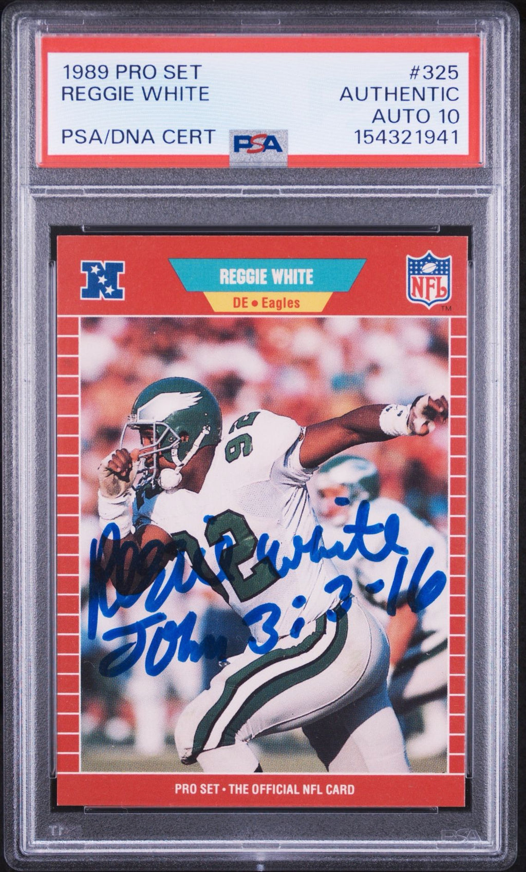 Reggie White PSA 10 AUTO Pro Set 1989 Autograph PSA/DNA