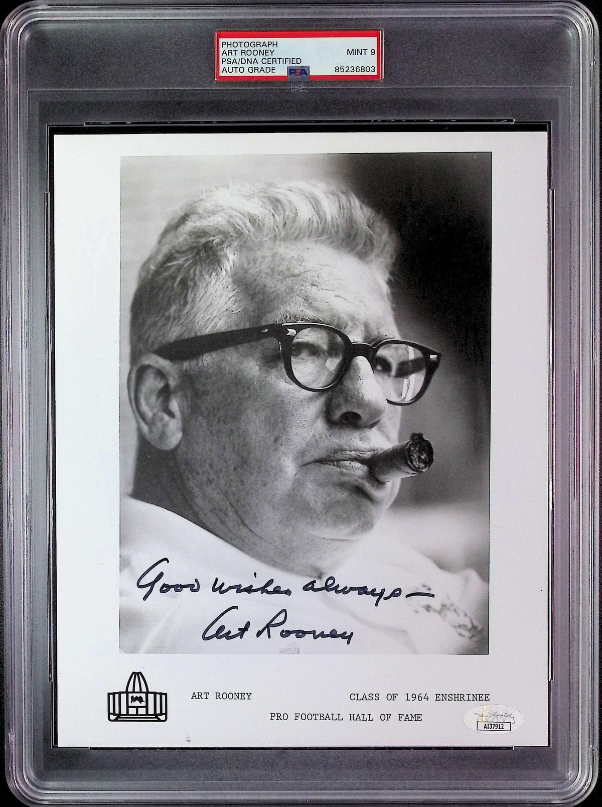 Art Rooney PSA 9 AUTO Autograph 8x10 PHOTO Signed JSA & PSA/DNA Slabbed