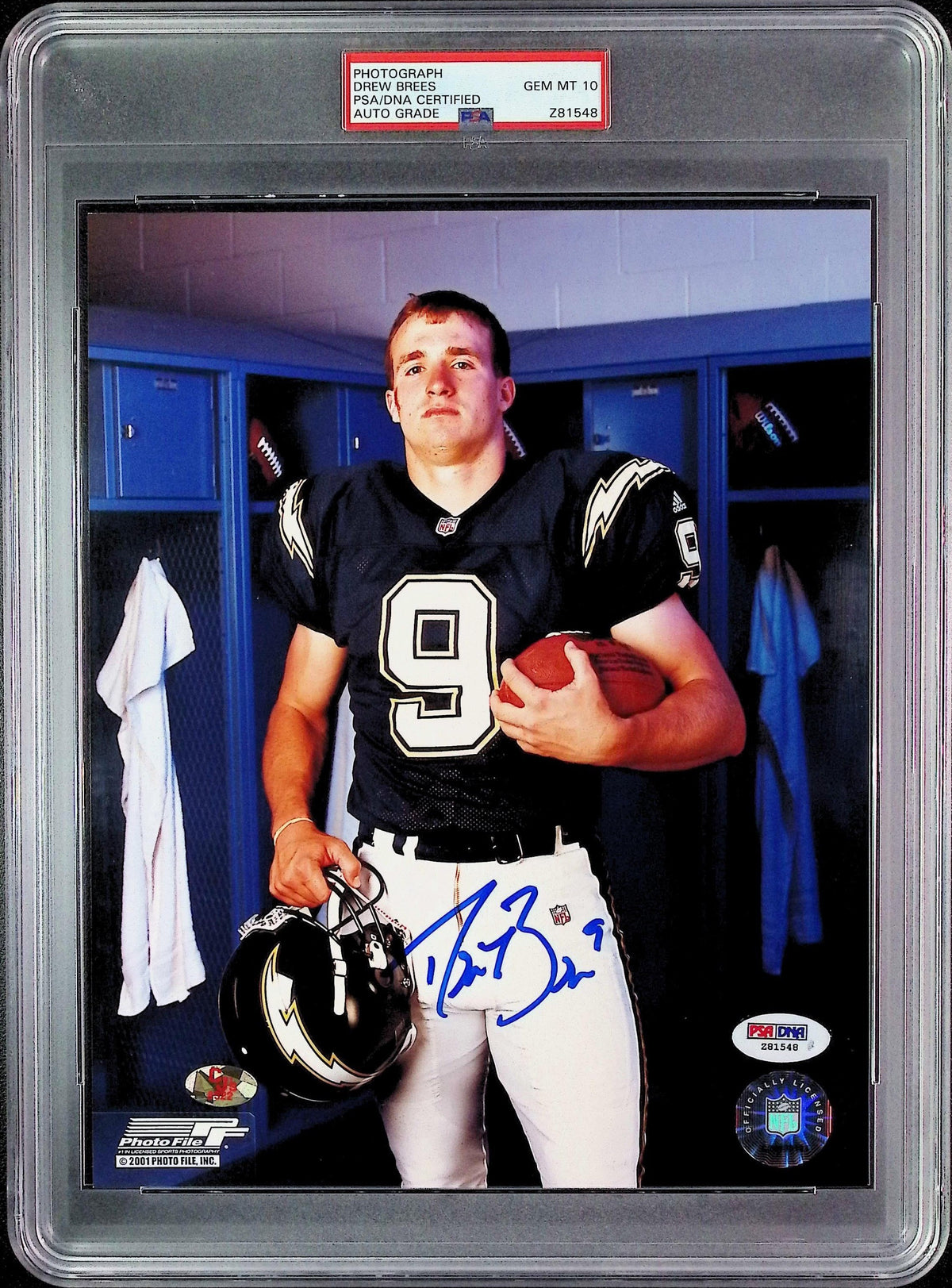 Drew Brees PSA 10 AUTO Autograph 8x10 PHOTO Rookie Signed PSA/DNA Slabbed
