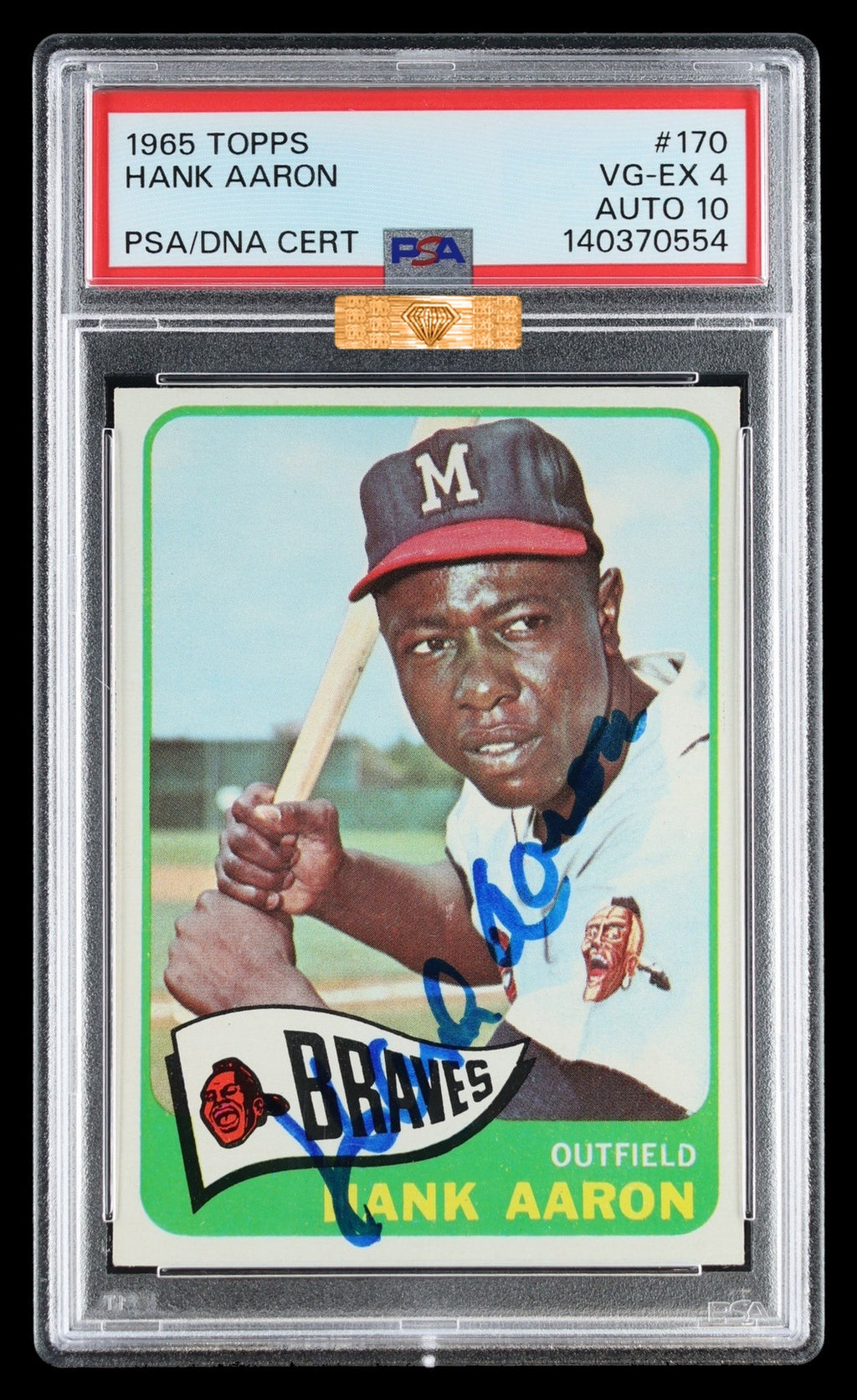 Hank Aaron 1965 TOPPS Autograph PSA 4 AUTO 10 *MBA Diamond Bronze* EYE APPEAL