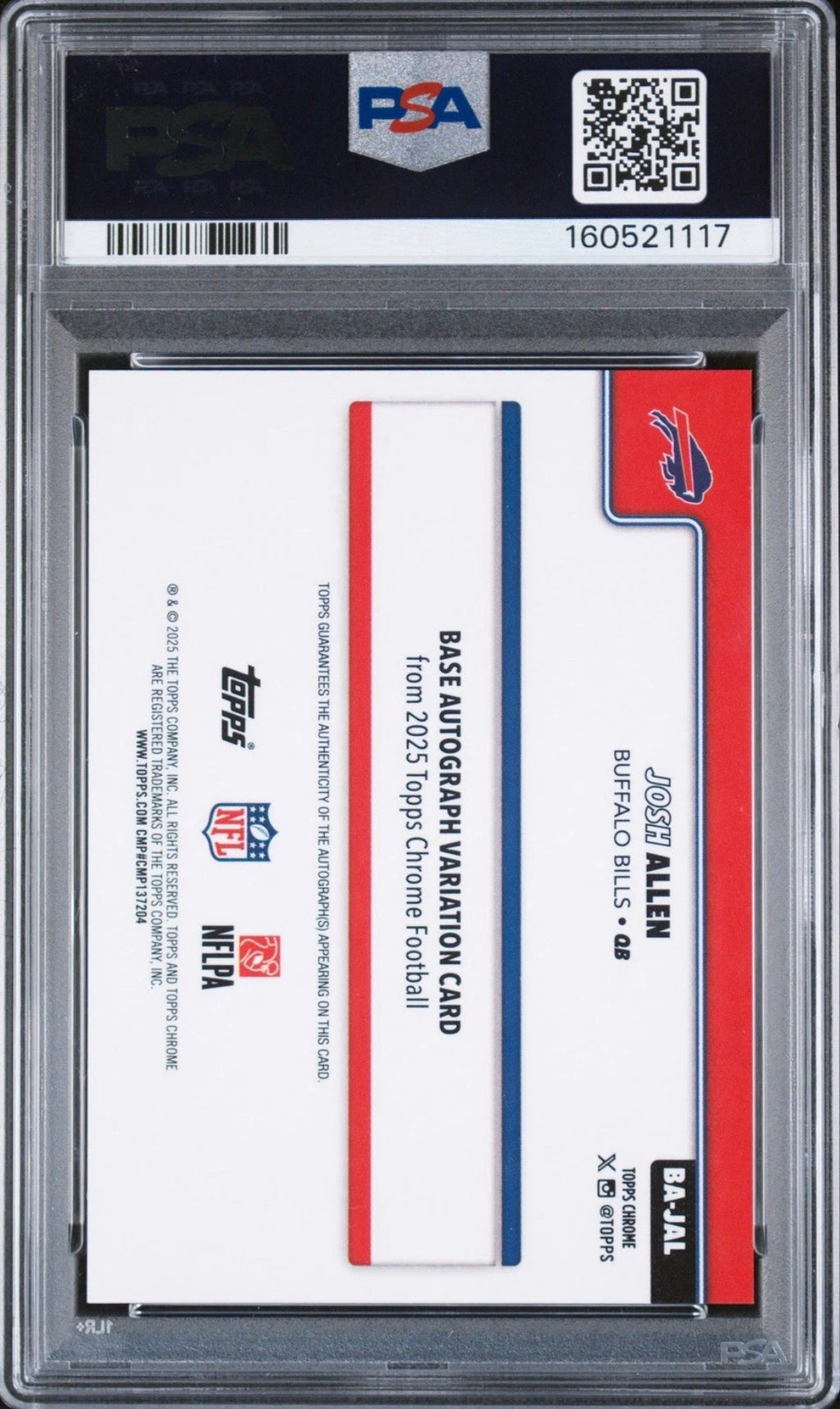 JOSH ALLEN 2025 Topps Chrome AUTO Autograph BLUE REFRACTOR #/150 PSA 9