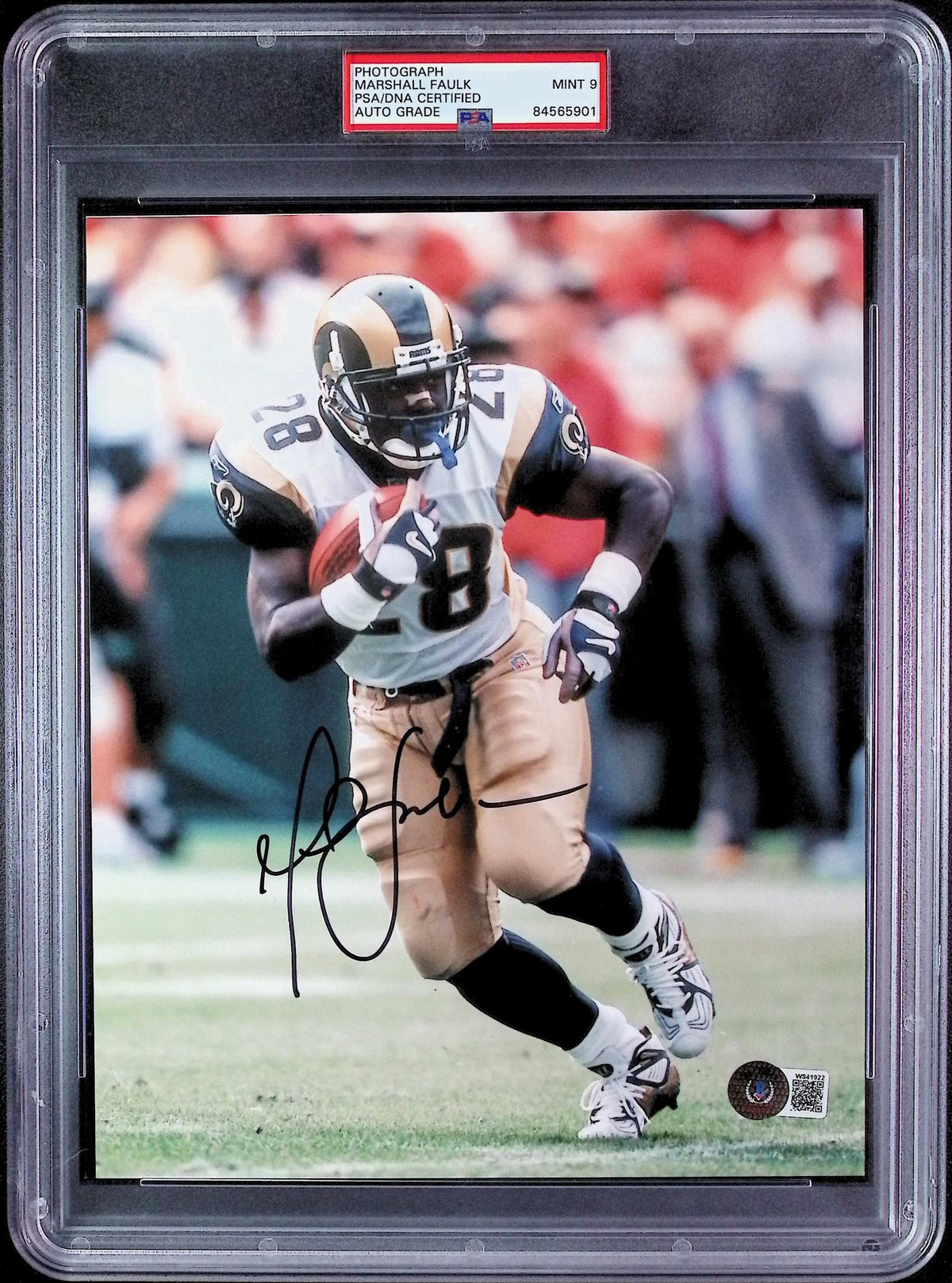 Marshall Faulk PSA 9 AUTO Autograph 8x10 PHOTO Signed PSA/DNA Slabbed