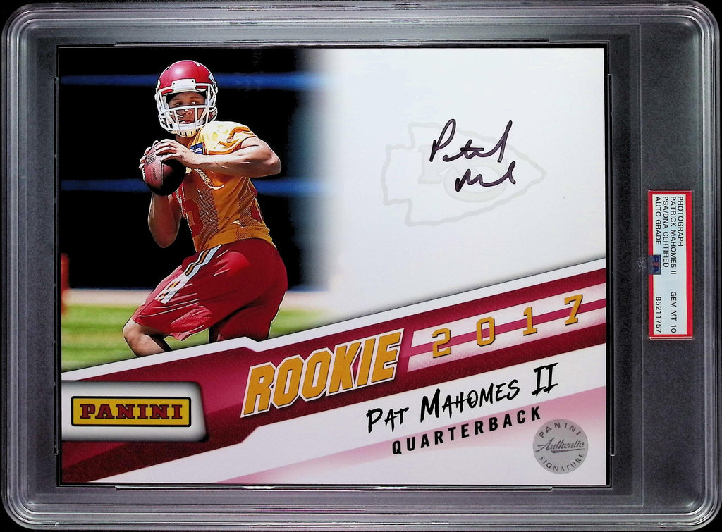 Patrick Mahomes PSA 10 AUTO Autograph 2017 Panini Authentic Signature RC 8x10 PHOTO Signed PSA/DNA Slabbed