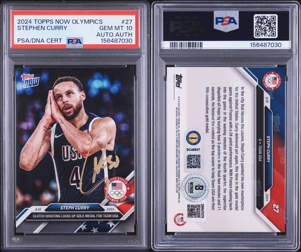 Stephen Curry PSA 10 AUTO Topps Now Olympics 2024 Autograph BECKETT WITNESS & PSA/DNA