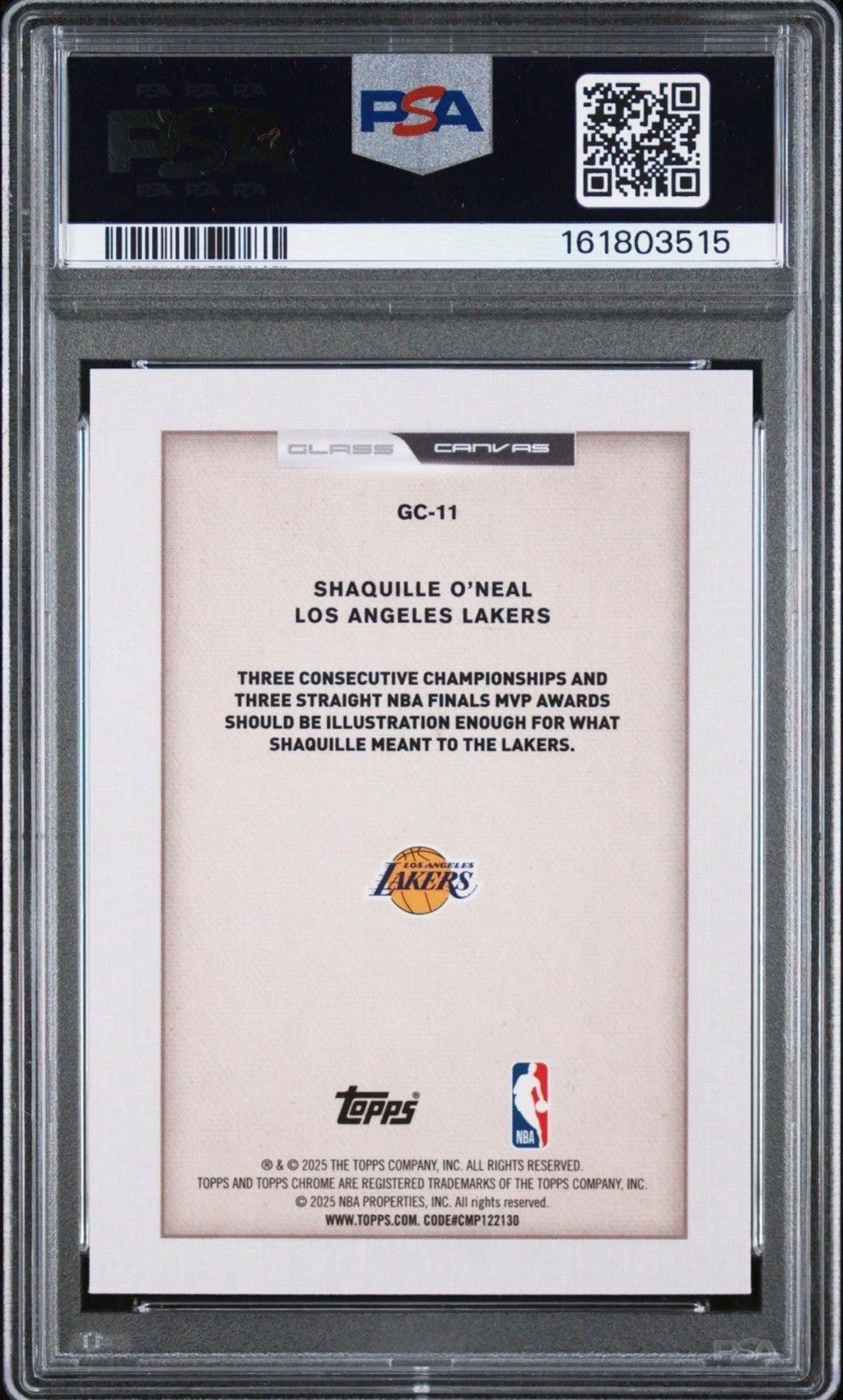 Shaquille O'Neal PSA 10 AUTO 10 2025 Topps Chrome GLASS CANVAS Insert AUTOGRAPH