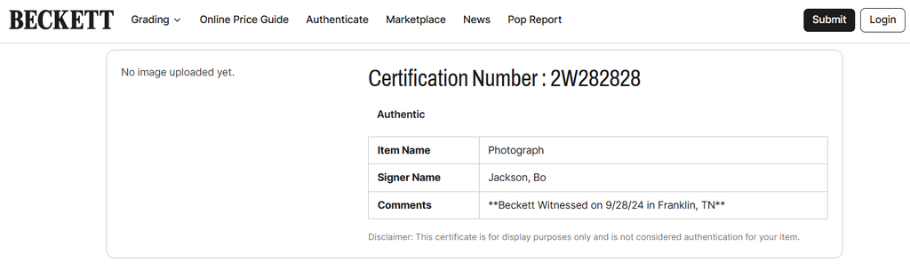 Bo Jackson PSA 9 AUTO 10 Autograph 1991 Nike Poster Cards #987 IT'S NOT OVER 5x7 Beckett Witness & PSA/DNA