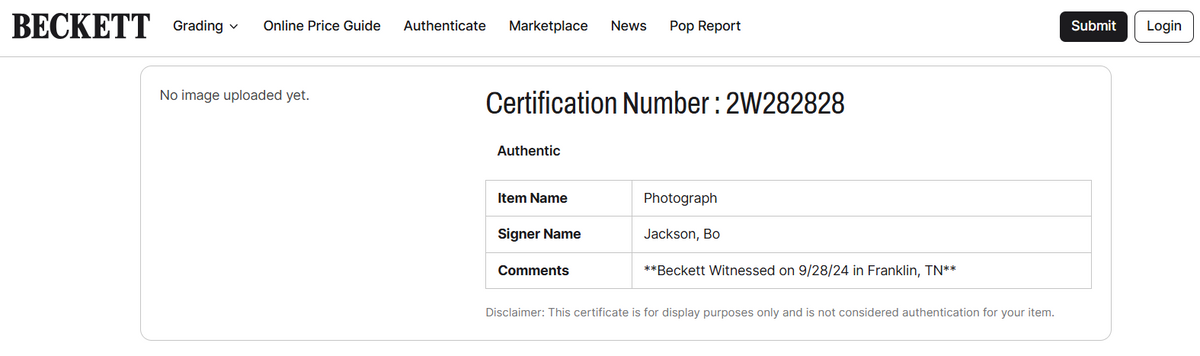 Bo Jackson PSA 9 AUTO 10 Autograph 1991 Nike Poster Cards #987 IT'S NOT OVER 5x7 Beckett Witness & PSA/DNA