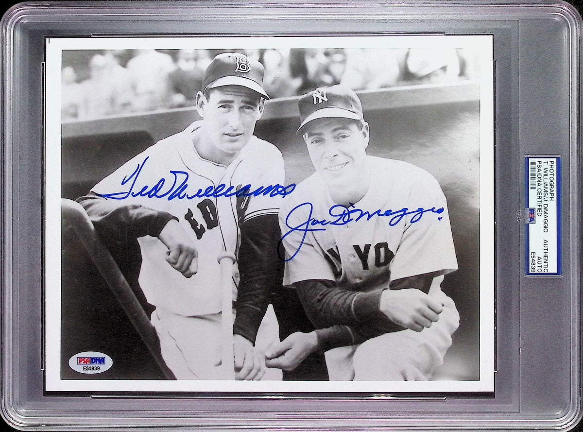 Ted Williams & Joe DiMaggio PSA AUTO Dual Autograph 8x10 PHOTO Signed PSA/DNA Slabbed