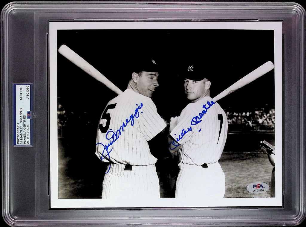 Mickey Mantle & Joe DiMaggio PSA 9.5 AUTO Dual Autograph 8x10 PHOTO Signed PSA/DNA Slabbed