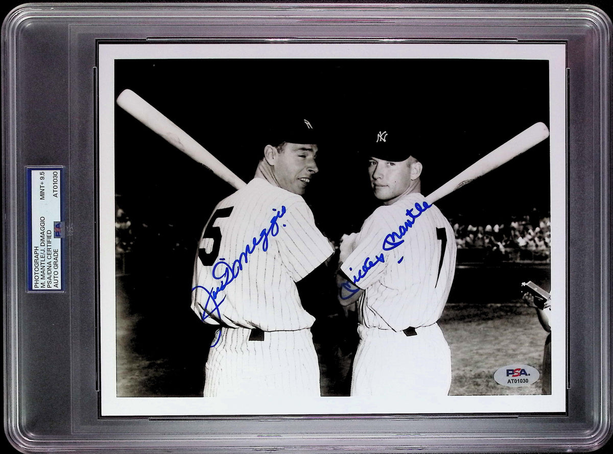 Mickey Mantle & Joe DiMaggio PSA 9.5 AUTO Dual Autograph 8x10 PHOTO Signed PSA/DNA Slabbed