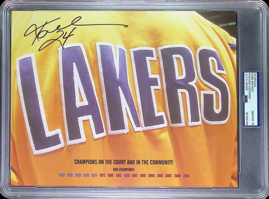 Kobe Bryant PSA 10 AUTO Autograph 2010-11 LAKERS SCHEDULE Signed SLABBED Sealed