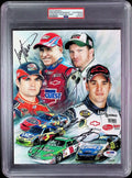 Jimmie Johnson & Jeff Gordan & Dale Earnhardt Jr & Mark Martin PSA AUTO Autograph 8x10 PHOTO Signed PSA/DNA Slabbed
