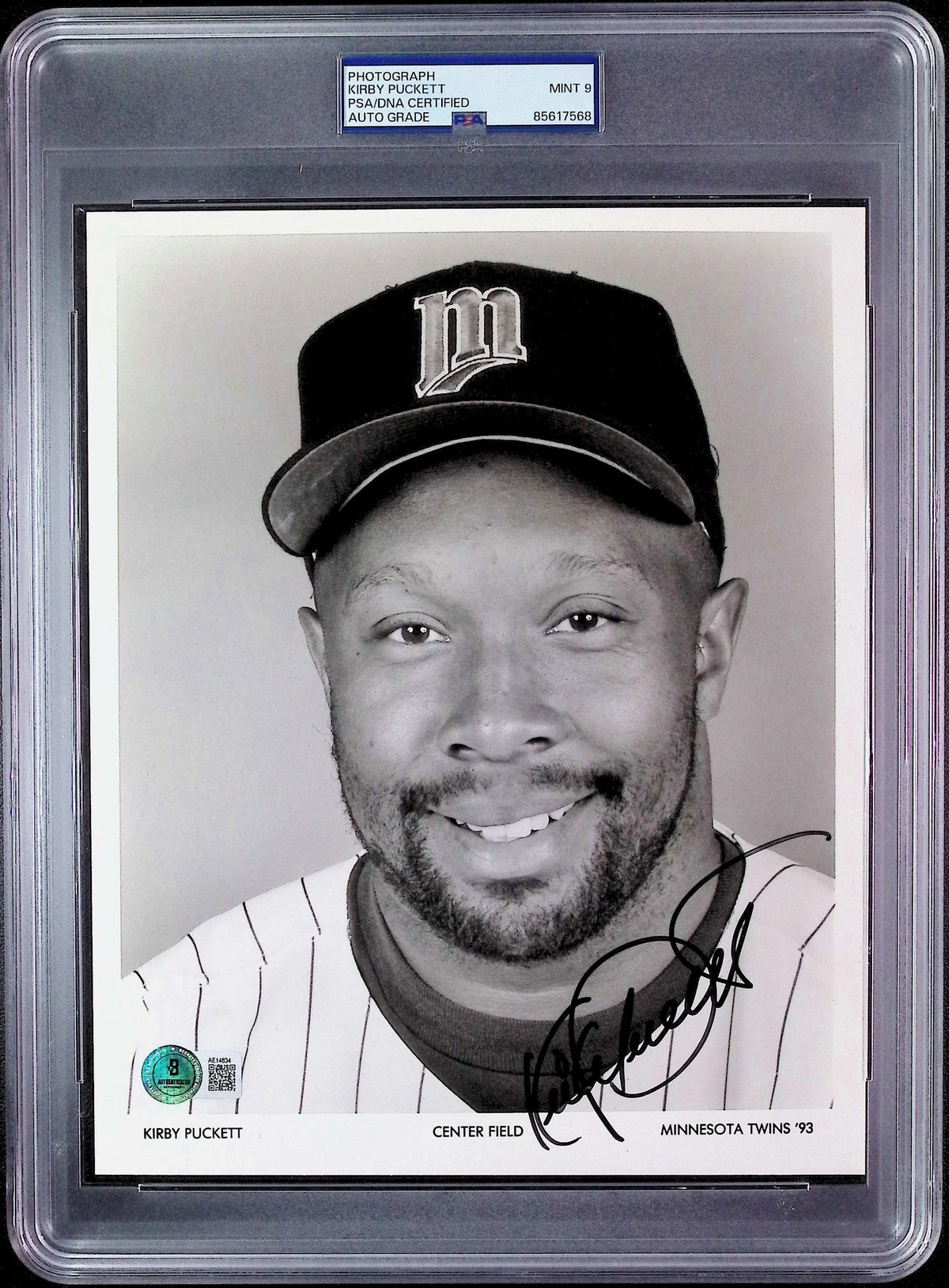 Kirby Puckett PSA 9 AUTO Autograph 8x10 Minnesota Twins TEAM PHOTO Signed PSA/DNA Slabbed