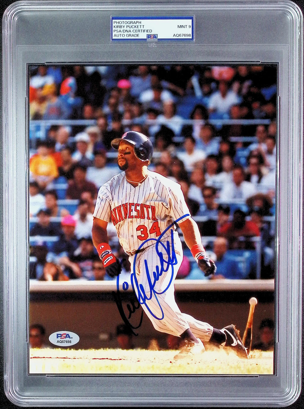 Kirby Puckett PSA 9 AUTO Autograph 8x10 PHOTO Signed PSA/DNA Slabbed