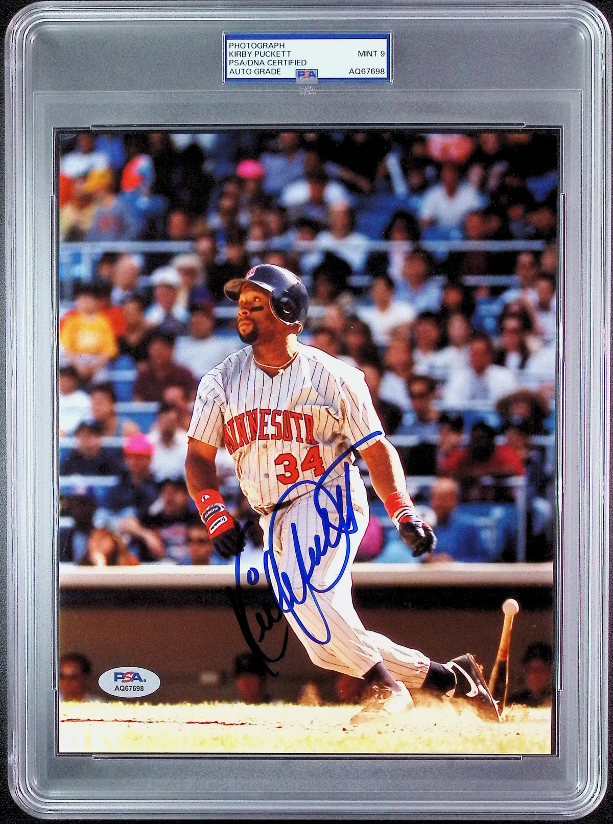 Kirby Puckett PSA 9 AUTO Autograph 8x10 PHOTO Signed PSA/DNA Slabbed